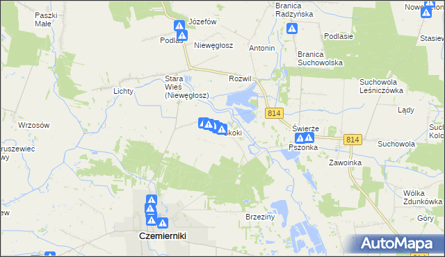 mapa Skoki gmina Czemierniki, Skoki gmina Czemierniki na mapie Targeo