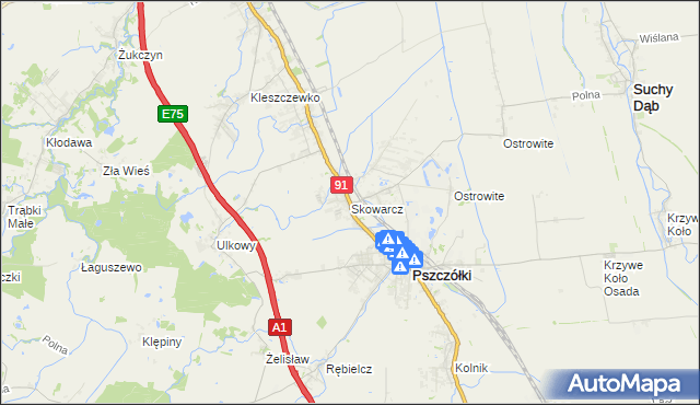 mapa Skowarcz, Skowarcz na mapie Targeo
