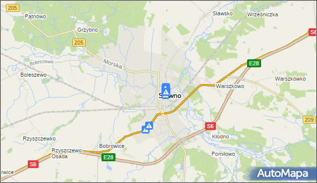 mapa Sławno, Sławno na mapie Targeo