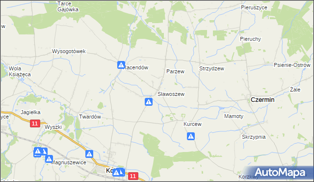 mapa Sławoszew, Sławoszew na mapie Targeo