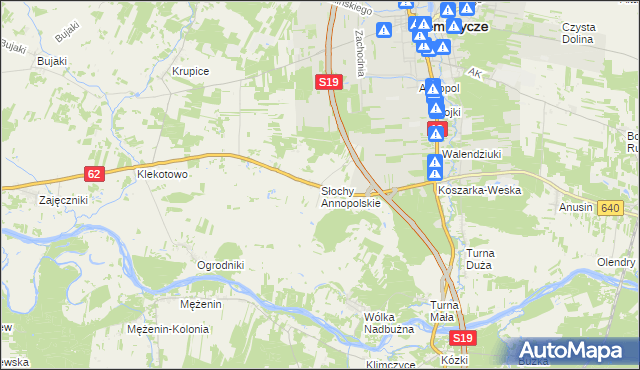 mapa Słochy Annopolskie, Słochy Annopolskie na mapie Targeo