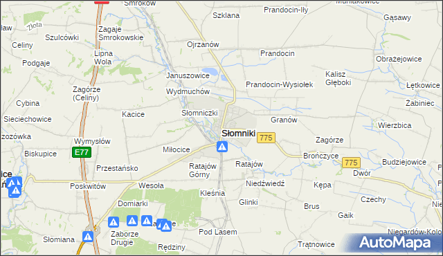 mapa Słomniki, Słomniki na mapie Targeo