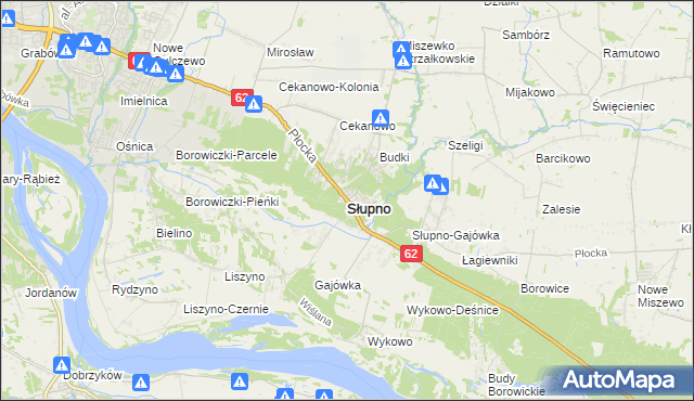 mapa Słupno powiat płocki, Słupno powiat płocki na mapie Targeo