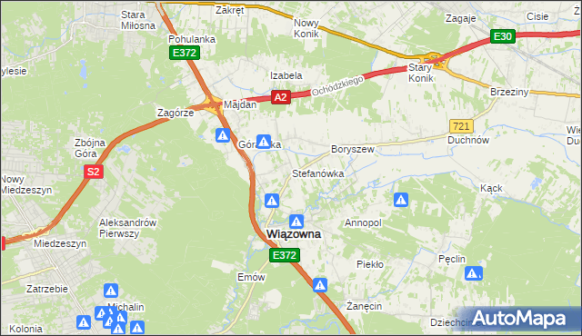 mapa Stefanówka gmina Wiązowna, Stefanówka gmina Wiązowna na mapie Targeo