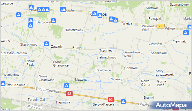 mapa Stelmachowo gmina Leszno, Stelmachowo gmina Leszno na mapie Targeo