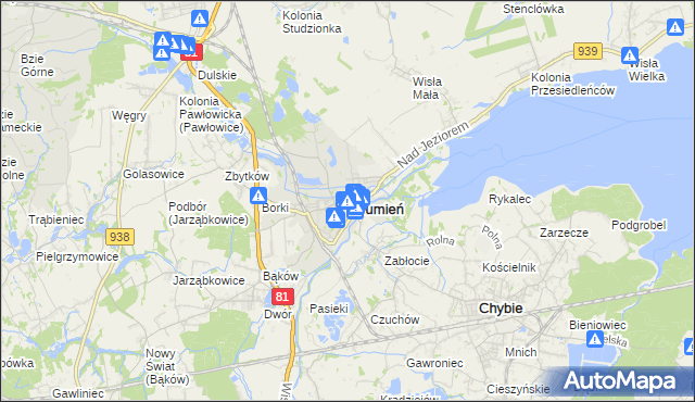 mapa Strumień powiat cieszyński, Strumień powiat cieszyński na mapie Targeo