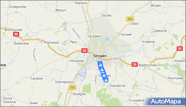 mapa Strzelin, Strzelin na mapie Targeo