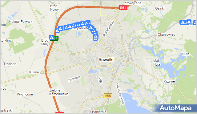 mapa Suwałk, Suwałki na mapie Targeo