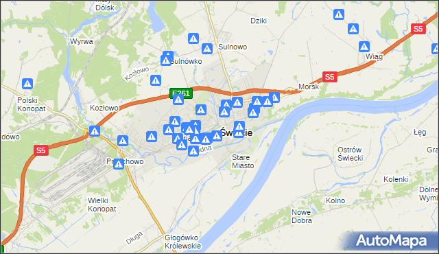 mapa Świecie, Świecie na mapie Targeo