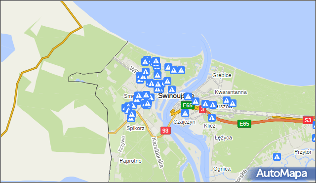 mapa Świnoujście, Świnoujście na mapie Targeo