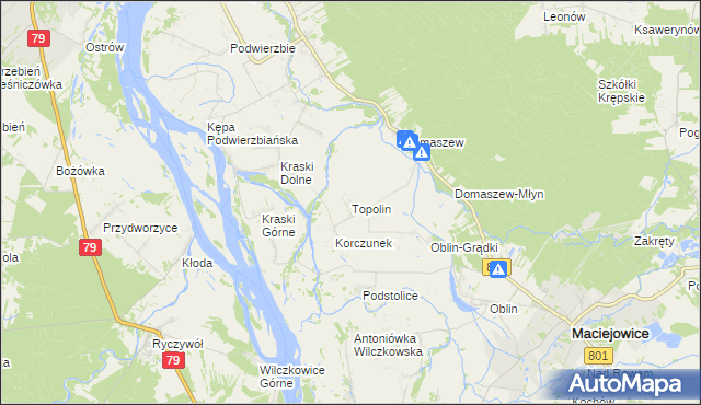 mapa Topolin gmina Maciejowice, Topolin gmina Maciejowice na mapie Targeo