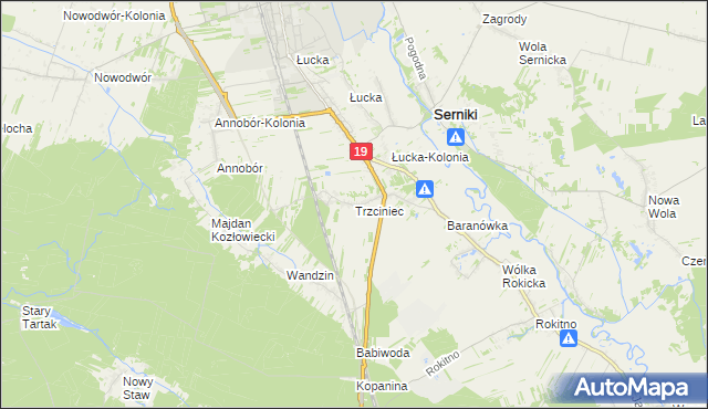 mapa Trzciniec gmina Lubartów, Trzciniec gmina Lubartów na mapie Targeo