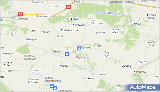 mapa Trzciniec gmina Nagłowice, Trzciniec gmina Nagłowice na mapie Targeo