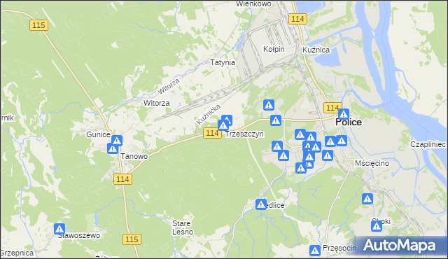 mapa Trzeszczyn, Trzeszczyn na mapie Targeo