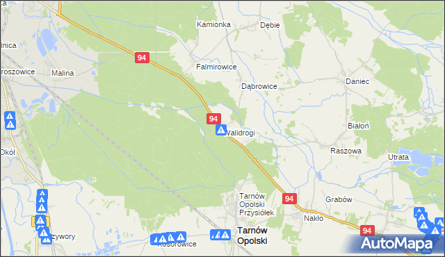 mapa Walidrogi, Walidrogi na mapie Targeo