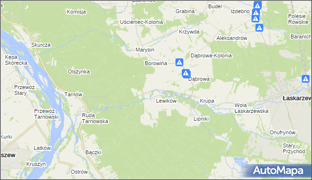 mapa Wanaty gmina Łaskarzew, Wanaty gmina Łaskarzew na mapie Targeo