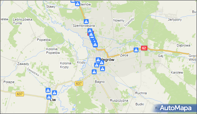 mapa Węgrów, Węgrów na mapie Targeo