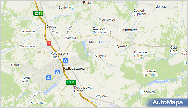 mapa Werynia, Werynia na mapie Targeo