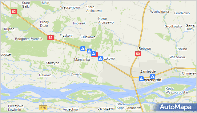 mapa Wilczkowo gmina Wyszogród, Wilczkowo gmina Wyszogród na mapie Targeo
