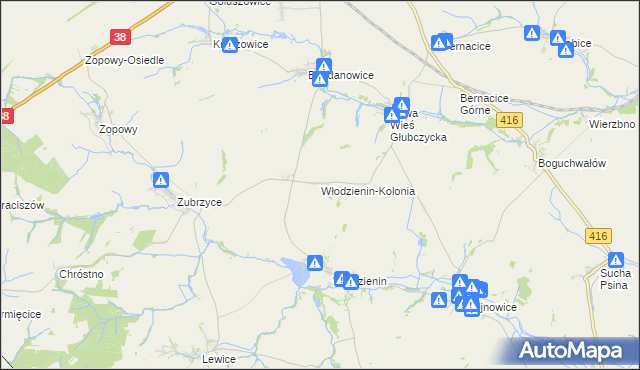mapa Włodzienin-Kolonia, Włodzienin-Kolonia na mapie Targeo