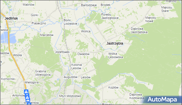 mapa Wojciechów gmina Jastrzębia, Wojciechów gmina Jastrzębia na mapie Targeo