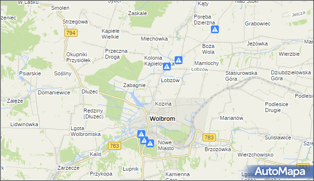 mapa Wymysłów gmina Wolbrom, Wymysłów gmina Wolbrom na mapie Targeo