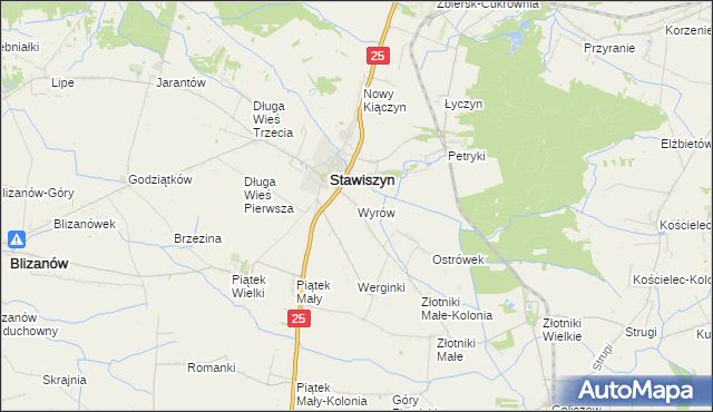 mapa Wyrów gmina Stawiszyn, Wyrów gmina Stawiszyn na mapie Targeo