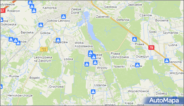 mapa Zalesie Górne, Zalesie Górne na mapie Targeo