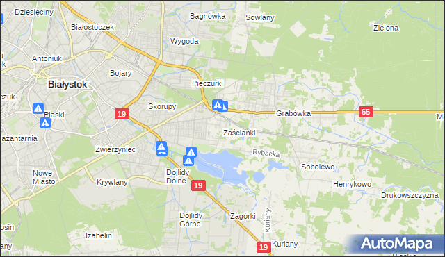 mapa Zaścianki gmina Supraśl, Zaścianki gmina Supraśl na mapie Targeo