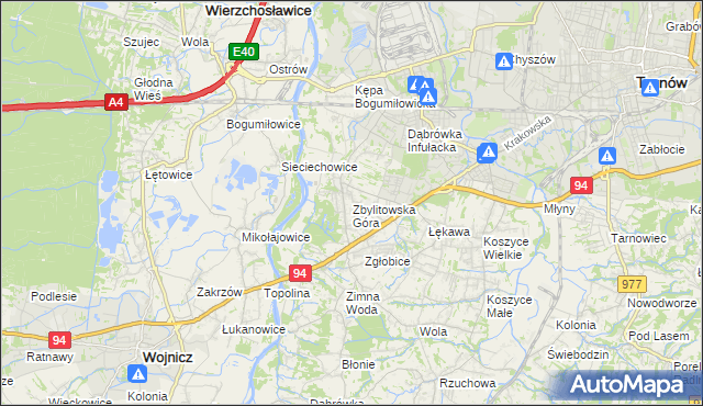 mapa Zbylitowska Góra, Zbylitowska Góra na mapie Targeo