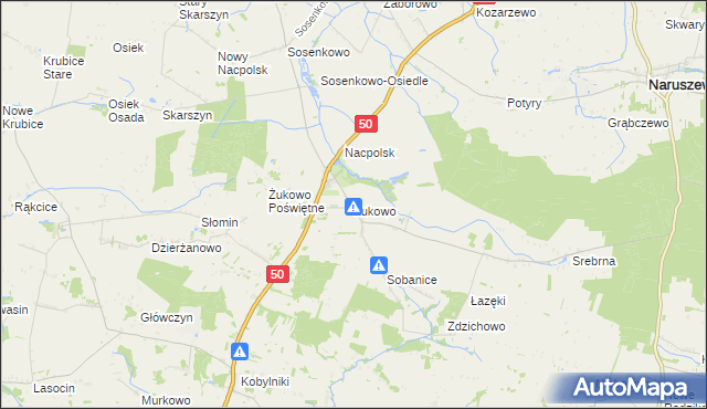 mapa Żukowo gmina Naruszewo, Żukowo gmina Naruszewo na mapie Targeo