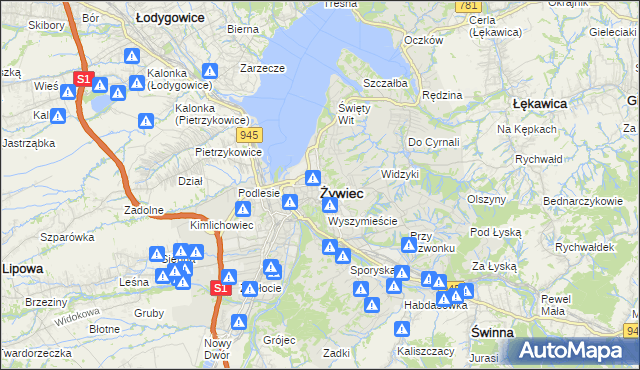 mapa Żywiec, Żywiec na mapie Targeo