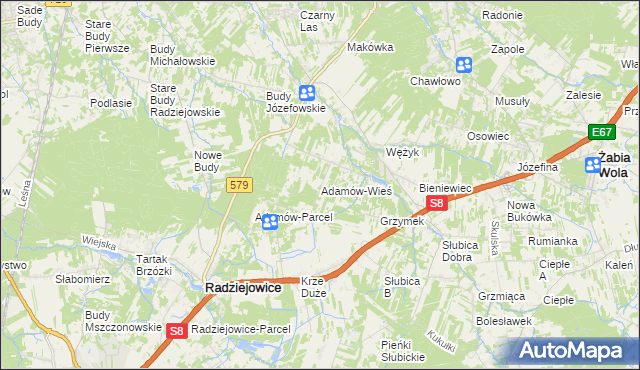 mapa Adamów-Wieś, Adamów-Wieś na mapie Targeo