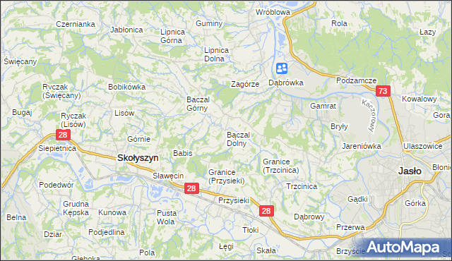 mapa Bączal Dolny, Bączal Dolny na mapie Targeo