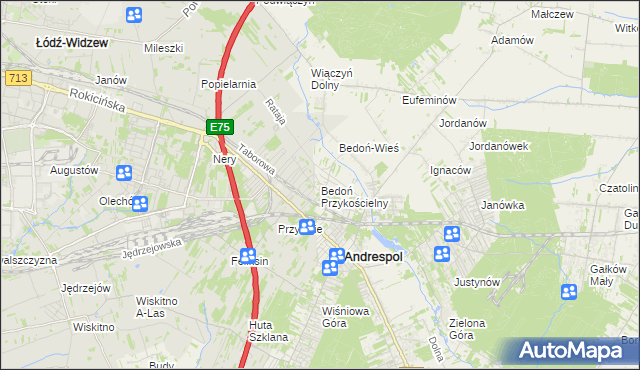 mapa Bedoń Przykościelny, Bedoń Przykościelny na mapie Targeo