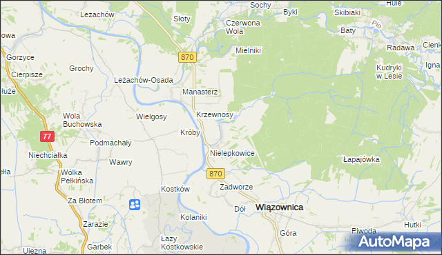 mapa Biała Góra gmina Wiązownica, Biała Góra gmina Wiązownica na mapie Targeo