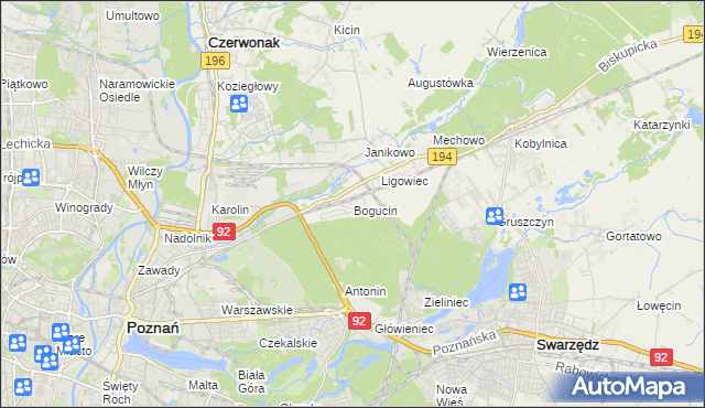 mapa Bogucin gmina Swarzędz, Bogucin gmina Swarzędz na mapie Targeo
