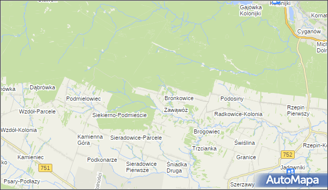 mapa Bronkowice, Bronkowice na mapie Targeo