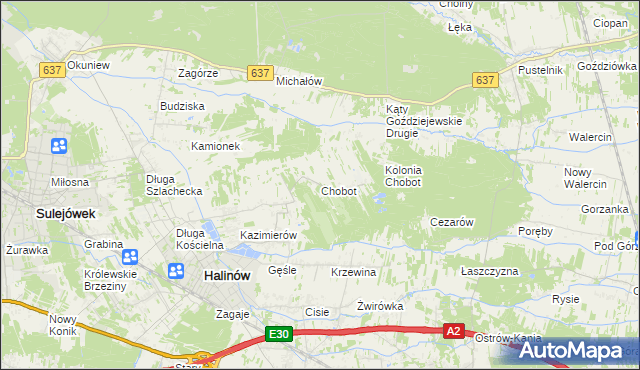 mapa Chobot gmina Halinów, Chobot gmina Halinów na mapie Targeo