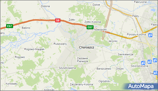 mapa Choroszcz, Choroszcz na mapie Targeo