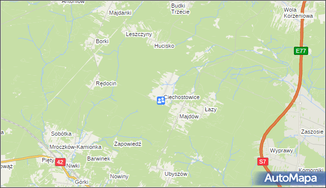mapa Ciechostowice, Ciechostowice na mapie Targeo