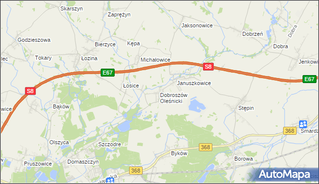 mapa Dobroszów Oleśnicki, Dobroszów Oleśnicki na mapie Targeo
