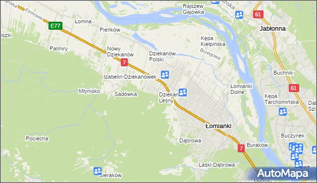 mapa Dziekanów Leśny, Dziekanów Leśny na mapie Targeo