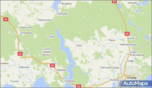 mapa Góra gmina Orzysz, Góra gmina Orzysz na mapie Targeo