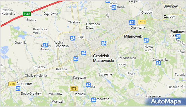 mapa Grodzisk Mazowiecki, Grodzisk Mazowiecki na mapie Targeo