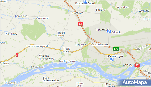mapa Henrysin gmina Zakroczym, Henrysin gmina Zakroczym na mapie Targeo