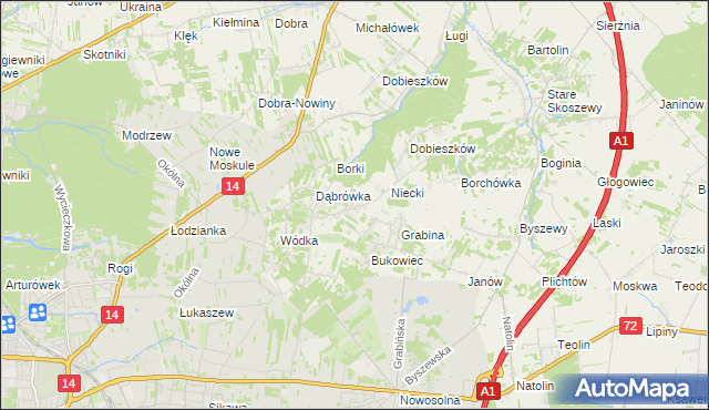 mapa Kalonka gmina Nowosolna, Kalonka gmina Nowosolna na mapie Targeo