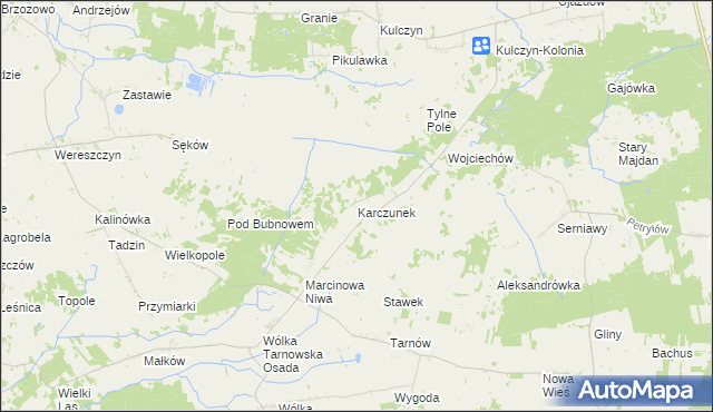 mapa Karczunek gmina Wierzbica, Karczunek gmina Wierzbica na mapie Targeo