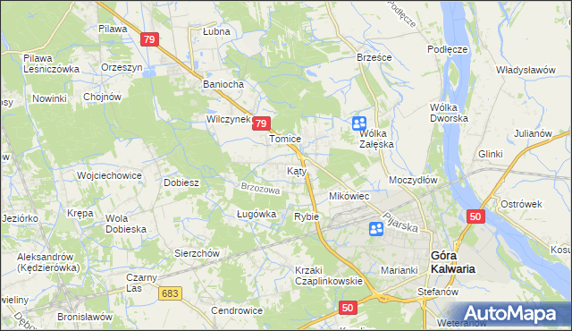 mapa Kąty gmina Góra Kalwaria, Kąty gmina Góra Kalwaria na mapie Targeo