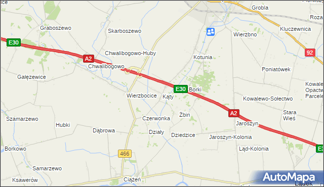 mapa Kąty gmina Słupca, Kąty gmina Słupca na mapie Targeo
